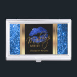 Blauwe glitter Licht op goud en zwart Visitekaarthouder<br><div class="desc">Professionele visitekaarthouders in een Blue Glitter Lips op Gold & Black design print met DIY Text. ✔LET OP: VERANDER ALLEEN DE SJABLOON DIE NODIG IS! 😀 Indien nodig kunt u de tekst verwijderen en beginnen met het toevoegen van elke gewenste tekst en lettertype. 📌Als u meer aanpassingen nodig hebt, klikt...</div>