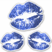 Blauwe glitter lippen - Kiss-Cut Sticker (Voorkant)
