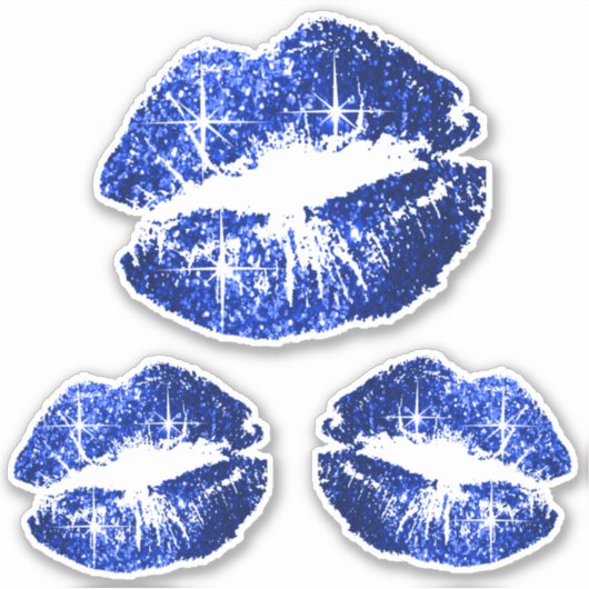 Blauwe glitter lippen - Kiss-Cut Sticker (Voorkant)