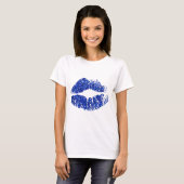 Blauwe Glitter Lippen T-shirt (Voorkant volledig)