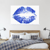 Blauwe glitter Lips #2 Canvas Afdruk (Insitu (Slaapkamer))