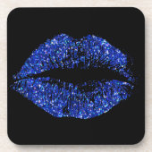 Blauwe glitter Lips #2 Onderzetter (Voorkant)