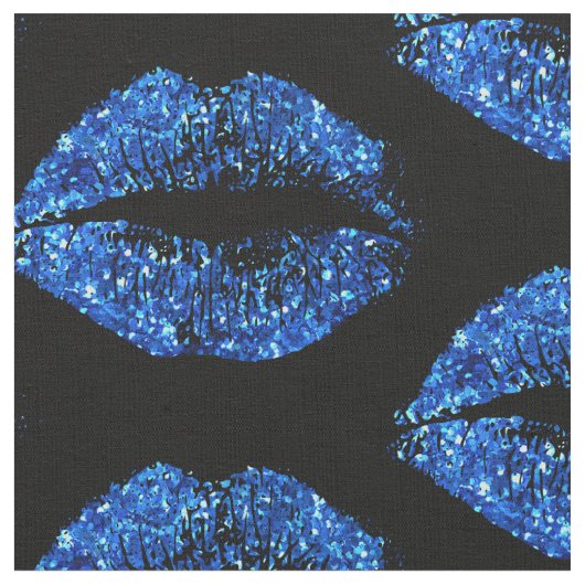 Blauwe glitter Lips #2 Stof (Close Up)