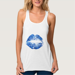 Blauwe glitter Lips #2 Tanktop