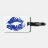 Blauwe glitter Lips #3 Bagagelabel (Achterkant horizontaal)