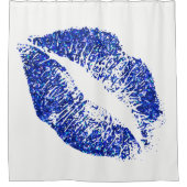 Blauwe glitter Lips #3 Douchegordijn (Voorkant)