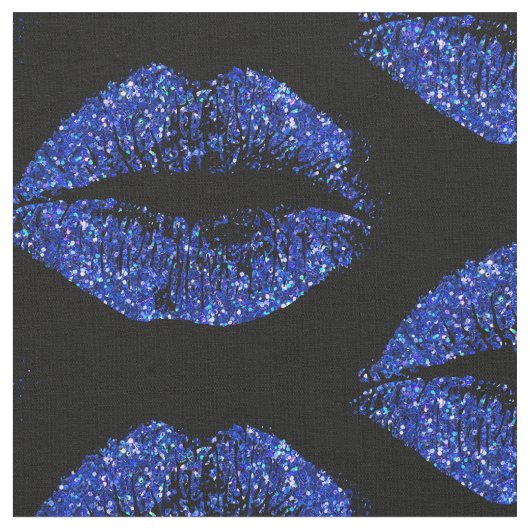 Blauwe glitter Lips #3 Stof (Close Up)