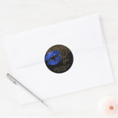 Blauwe Glitter Lipstick - Dank je Ronde Sticker (Envelop)