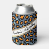 Blauwe Glitter Luipaard Meisjesachtige Cheetah Chi Blikjeskoeler (Blikje Voorkant)