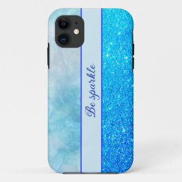 Blauwe Glitter - marmeren iPhone Case