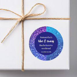 Blauwe Glitter Meisjes Uitgaansfeest Ronde Sticker