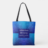 Blauwe Glitter Meisjes Uitgaansfeest Tote Bag (Achterkant)