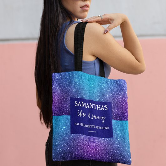 Blauwe Glitter Meisjes Uitgaansfeest Tote Bag