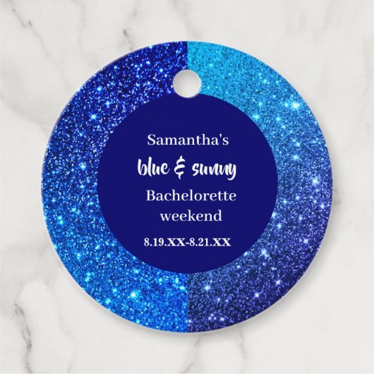 Blauwe Glitter Meisjesuitgavfeest Bedankjes Labels (Voorkant)