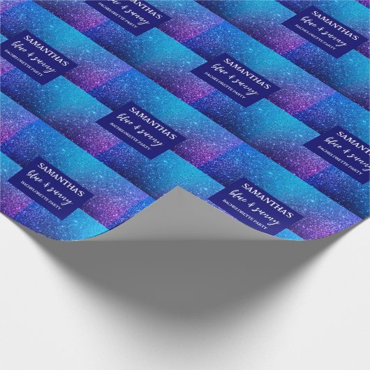 Blauwe Glitter Meisjesuitstap  Cadeaupapier (Hoek)