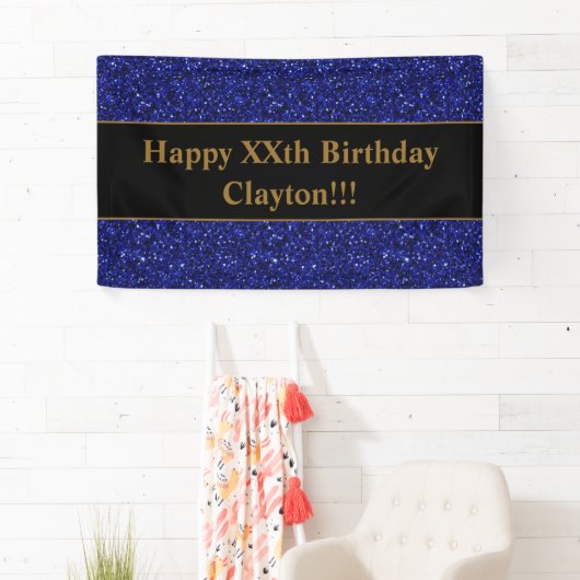 Blauwe glitter met Banner van de Berichtendag (Insitu)