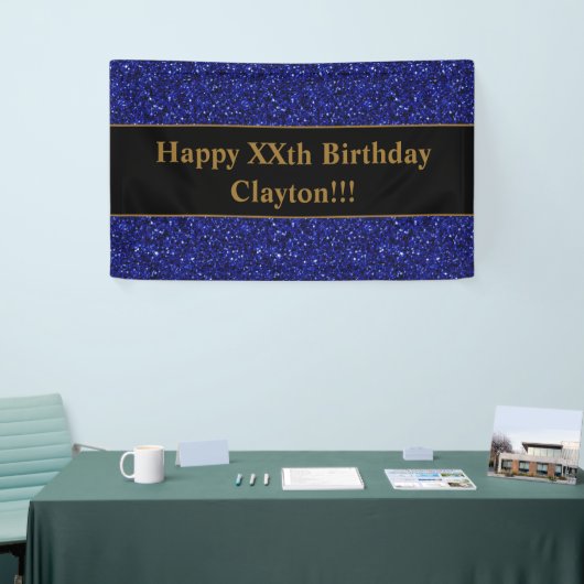 Blauwe glitter met Banner van de Berichtendag (Beurs)