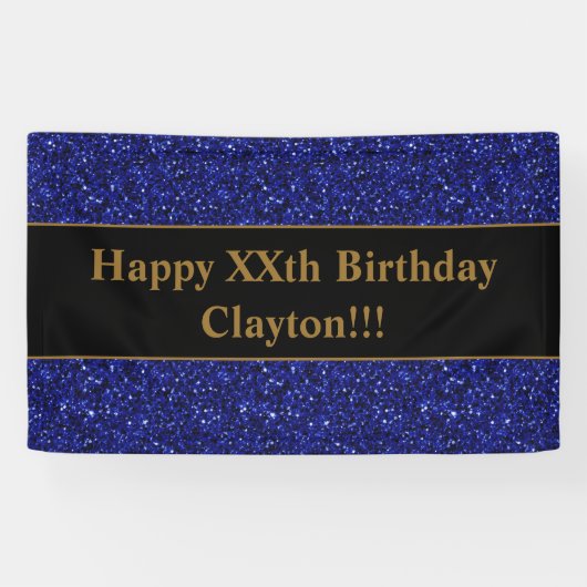 Blauwe glitter met Banner van de Berichtendag (Horizontaal)
