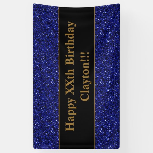 Blauwe glitter met Banner van de Berichtendag (Verticaal)