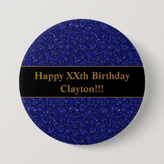 Blauwe glitter met bericht op zaterdag ronde button 7,6 cm (Voorkant)