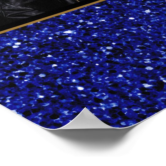 Blauwe glitter met berichtfoto op zaterdag poster (Hoek)