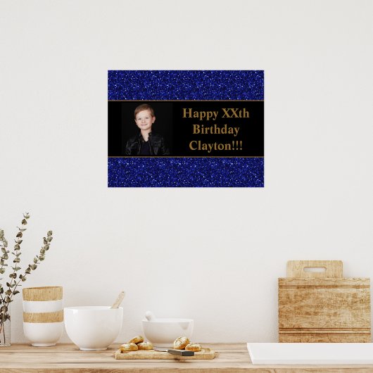 Blauwe glitter met berichtfoto op zaterdag poster (Keuken)