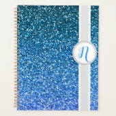 Blauwe Glitter Monogram  Planner (Voorkant)