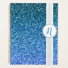 Blauwe Glitter Monogram Planner