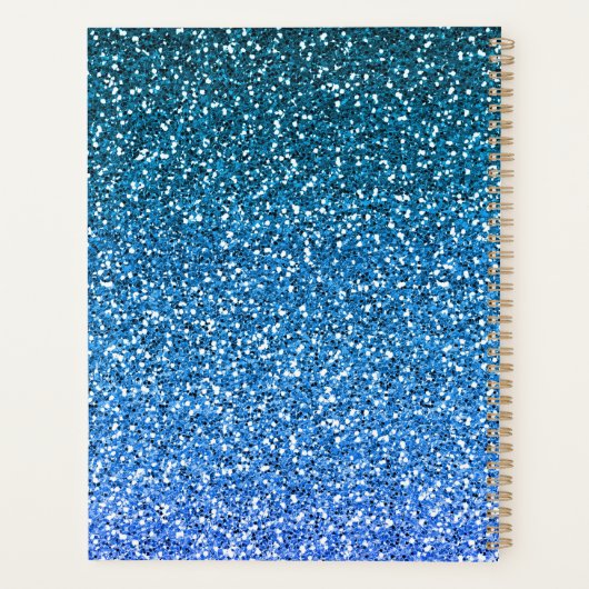 Blauwe Glitter Monogram  Planner (Achterkant)