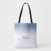 blauwe glitter monogramme tote bag (Voorkant)