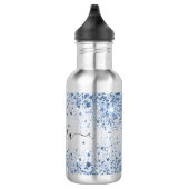 Blauwe glitter naam script elegant waterfles  (Rechts)