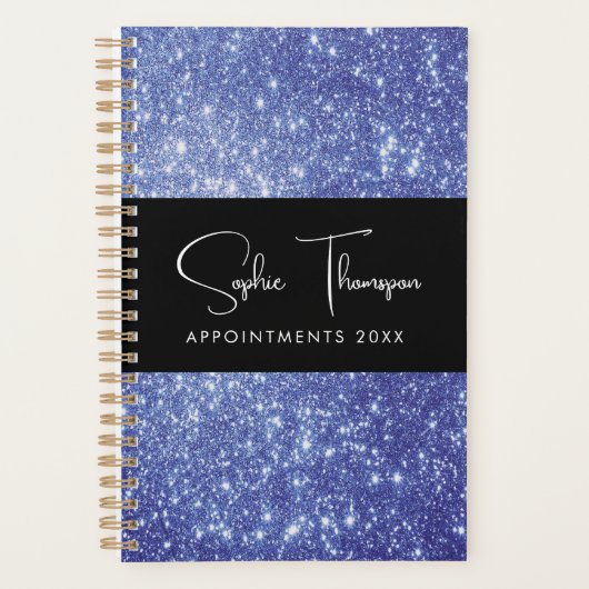 Blauwe glitter nieuwjaar planner (Voorkant)