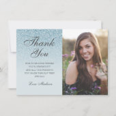 Blauwe glitter ombre foto bedankt Sweet 16 (Voorkant)