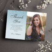 Blauwe glitter ombre foto bedankt Sweet 16