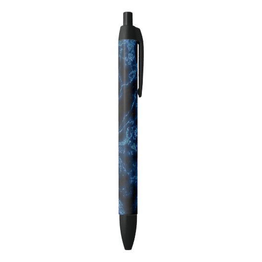 Blauwe glitter op zwarte achtergrond inkt pen (Achterkant (Verticaal))