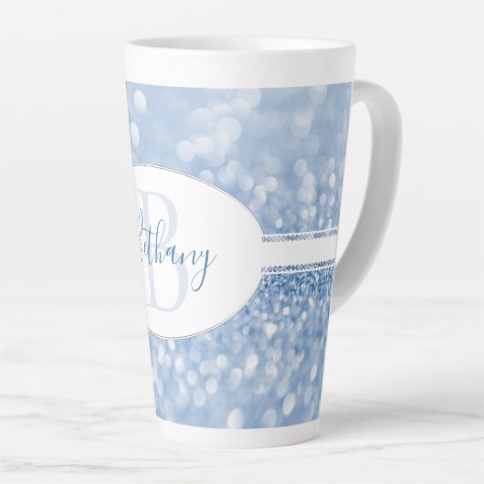 Blauwe glitter personaliseer de nieuwste Mok (Rechterhoek)