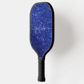 Blauwe glitter script naam pickleball paddle (Links)