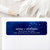 Blauwe glitter Sparkle Confetti Stippen Modern Etiket (Insitu)