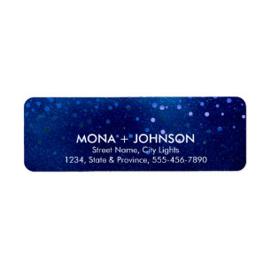 Blauwe glitter Sparkle Confetti Stippen Modern Etiket