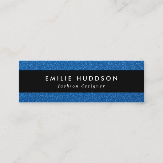 Blauwe glitter, sprankeling, glitterachtergrond mini visitekaartje (Voorkant)