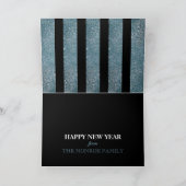 Blauwe Glitter Strepen, Nieuwjaar Groet Kaart (Binnen)