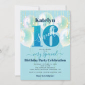 Blauwe Glitter Sweet 16 Verjaardag Ballonnen Moder Kaart (Voorkant)