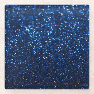 Blauwe Glitter Textuur Festive Schittering Glazen Onderzetter