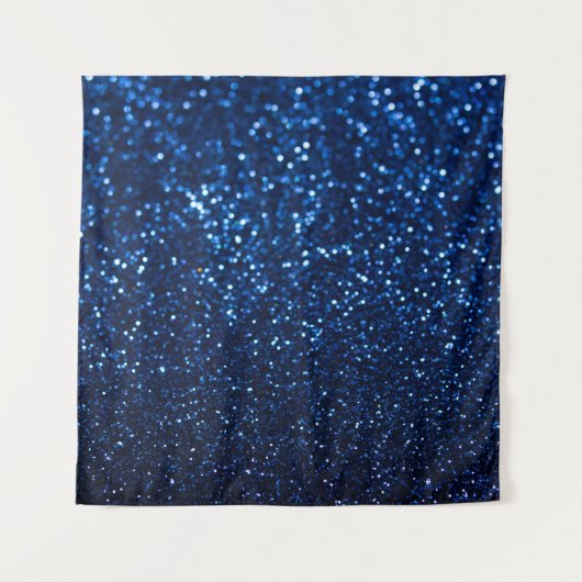 Blauwe Glitter Textuur Festive Schittering Wandkleed (Voorkant)