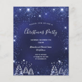 Blauwe glitter-uitnodiging voor kerstfeestfeest (Voorkant)