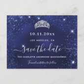 Blauwe glitter van de zeemacht van de Quinceanera, Aankondigingskaart (Voorkant)