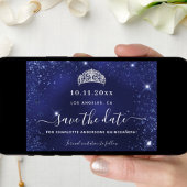 Blauwe glitter van de zeemacht van de Quinceanera Save The Date
