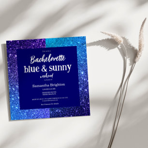 Blauwe Glitter Weekend Bachelorette Feest Uitnodig Kaart