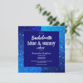 Blauwe Glitter Weekend Bachelorette Feest Uitnodig Kaart (Staand voorkant)