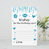 Blauwe glitter wenst het verjaardagsmeisje (Staand voorkant)